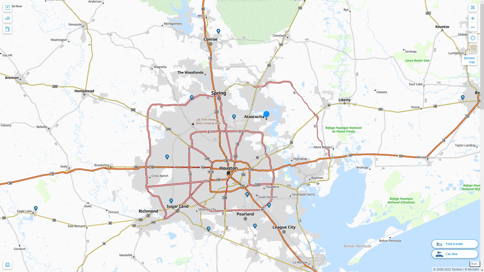 Atascocita Texas Highway and Road Map